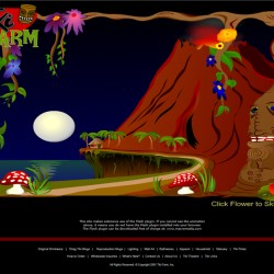 The earliest site design for Tiki Farm (circa 2003 shown above) featured a Flash intro about every 4-6 weeks.